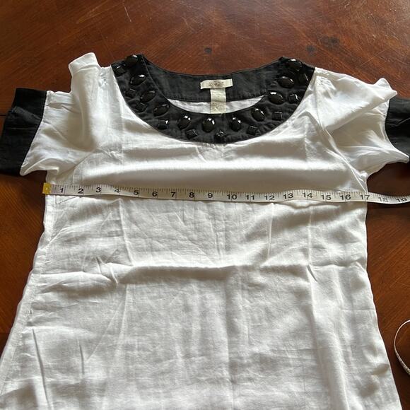 DV❤️DN White & Black Embellished Tunic Blouse Size Small Y2K - Picture 7 of 8